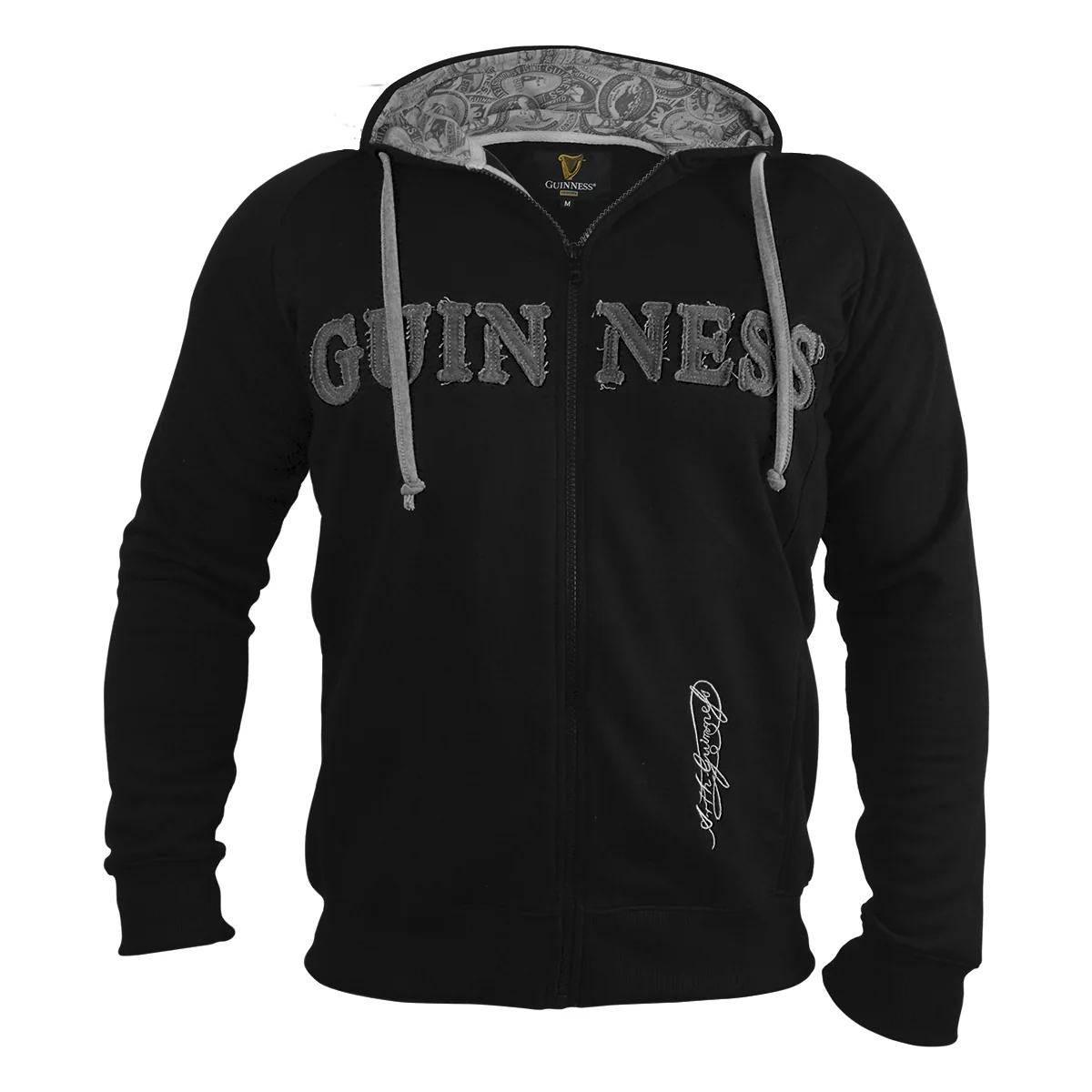 Guinness Vintage Black & Grey Label Lined Hoodie - Image 3